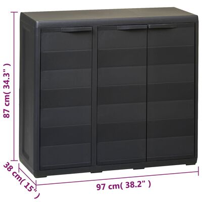 vidaXL Garden Storage Cabinet with 2 Shelves Black