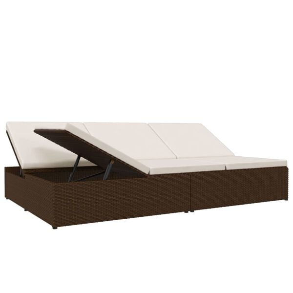 vidaXL Patio Sun Bed Brown and Cream White