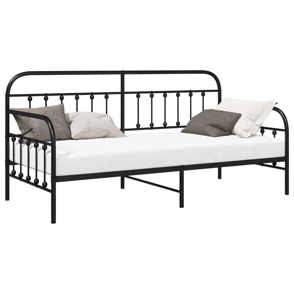vidaXL Daybed Frame Black 35.43 x 78.74 in Powder-Coated Steel