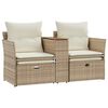 vidaXL Garden Sofa Beige PE rattan 2-seater Adjustable Feet