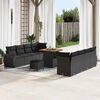 vidaXL Garden Sofa Set with Storage 11 pcs Black Poly rattan
