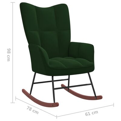 vidaXL Rocking Chair Dark Green Velvet