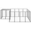 vidaXL Dog Kennel Black and Silver Gray Polyethylene, Powder-coated steel