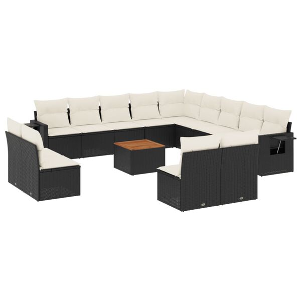 vidaXL Garden Sofa Set Black, Cream White