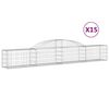 vidaXL Arched Gabion Baskets 15 pcs 118.1x11.8x40/60" Galvanised Iron