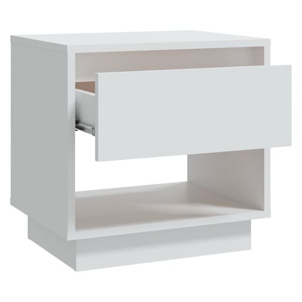 vidaXL Bedside Cabinet White Engineered Wood 17.7 in x 13.4 in x 17.3 in