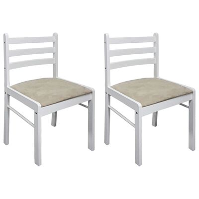 vidaXL Dining Chairs 2 pcs White Solid Rubber Wood and Velvet