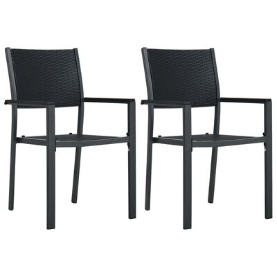 Vidaxl Garden Chairs 2 Pcs Black, Black Plastic Garden Dining Chairs