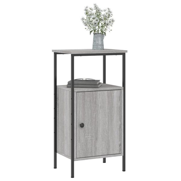 vidaXL Bedside Cabinet Set of 2 Grey Sonoma Engineered wood, Iron Medium