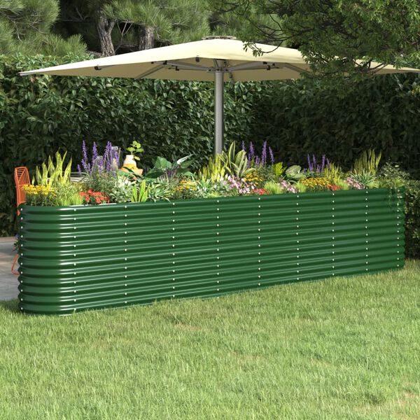 vidaXL Garden Raised Bed Green Powder-coated steel Large Durable