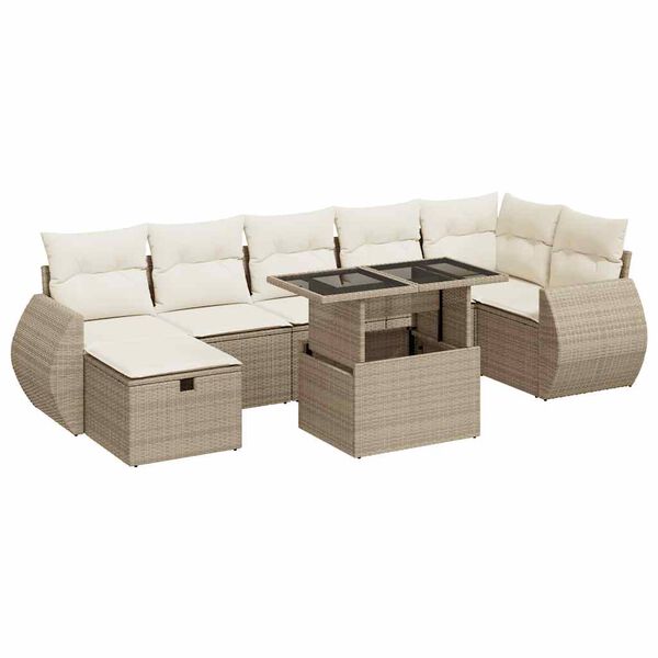 vidaXL Garden Sofa Set Beige PE rattan Large Modular Garden Sofa Set