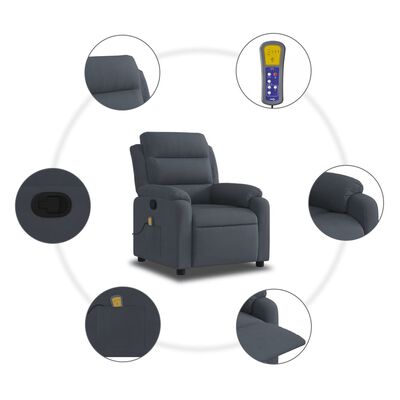 vidaXL Massage Recliner Chair Dark Gray Velvet