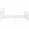vidaXL Bed Frame White Steel Super King Bed Frame Rectangular Modern