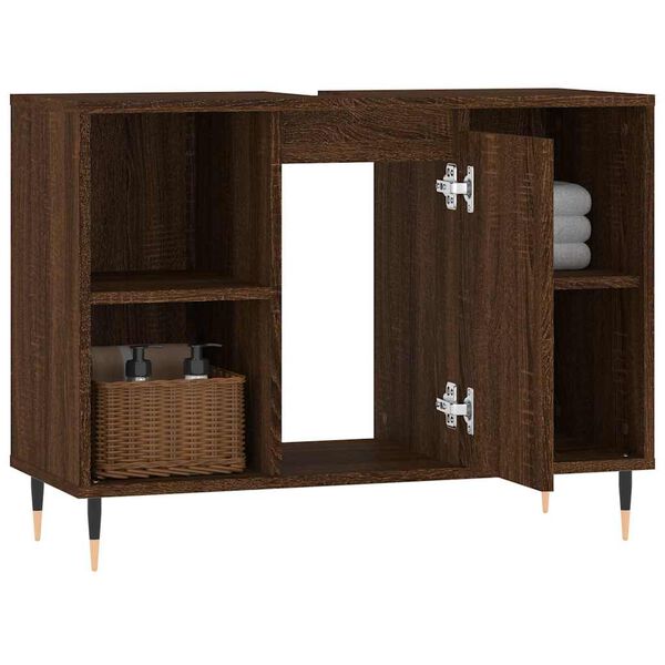 vidaXL Bathroom Cabinet Brown Oak Engineered Wood Medium