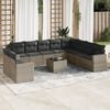 vidaXL Garden Sofa Set Grey PE rattan Large Adjustable Feet