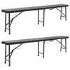 vidaXL Garden Bench Set of 2 Black Powder-coated steel, HDPE 70.9 in