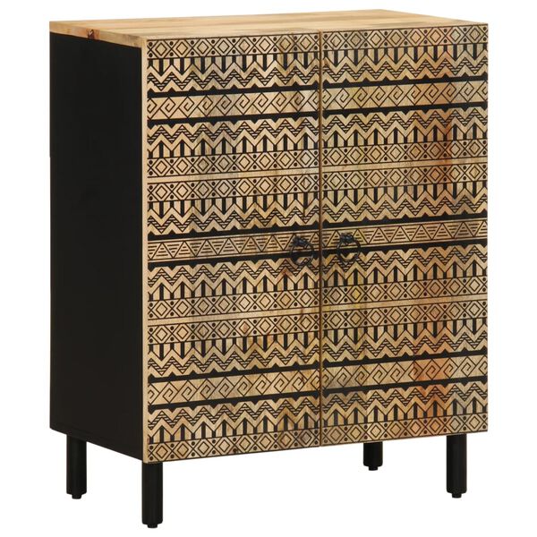 vidaXL Sideboard Black Solid rough mango wood, iron Medium Sideboard