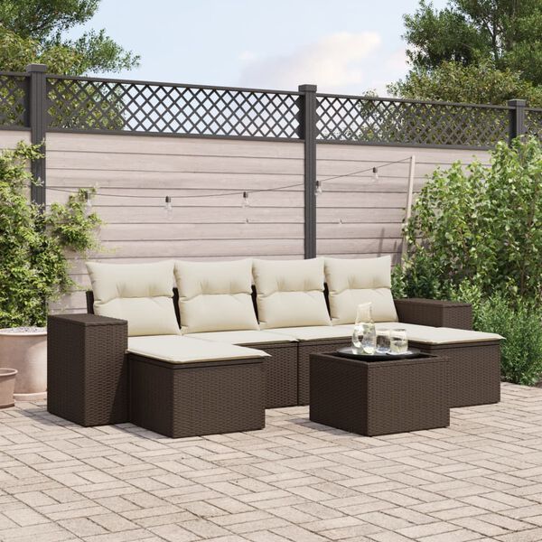 vidaXL Garden Sofa Set Brown, Cream White