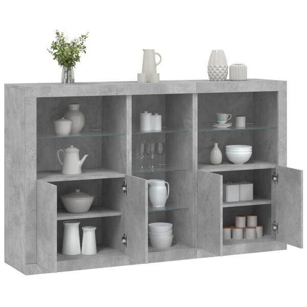 vidaXL Sideboard Concrete Grey Engineered wood, Glass Medium Sideboard