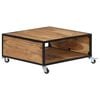 vidaXL Coffee Table Natural Acacia Solid Acacia Wood Medium Rollable