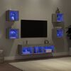 vidaXL TV Wall Unit Set of 7 Grey Sonoma Engineered wood, glass Large