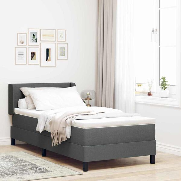 vidaXL Box Spring Bed with Mattress Dark gray 31.5" x 78.7