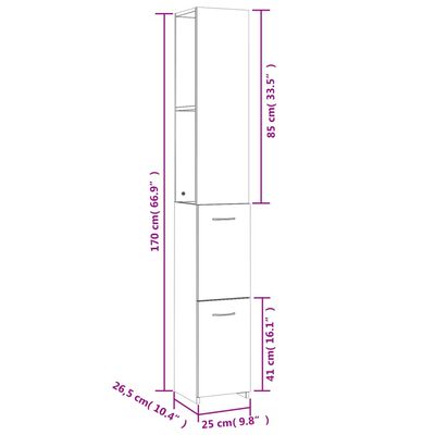 vidaXL Bathroom Cabinet White 9.8"x10.4"x66.9" Engineered Wood