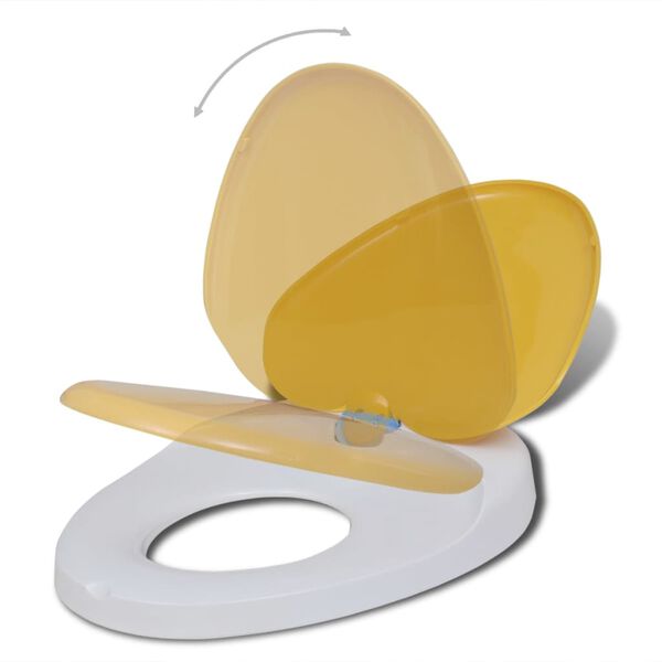 vidaXL Toilet Seats with Soft Close Lids 2 pcs Plastic White and Yellow