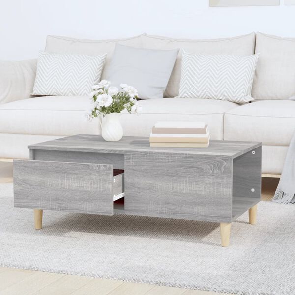 vidaXL Coffee Table Gray Sonoma Engineered wood, solid eucalyptus wood