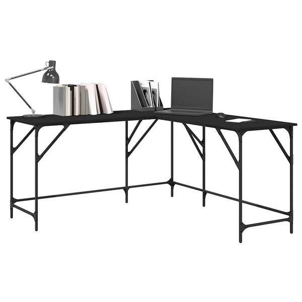 vidaXL Desk Black 58.7"x58.7"x29.5" Engineered Wood