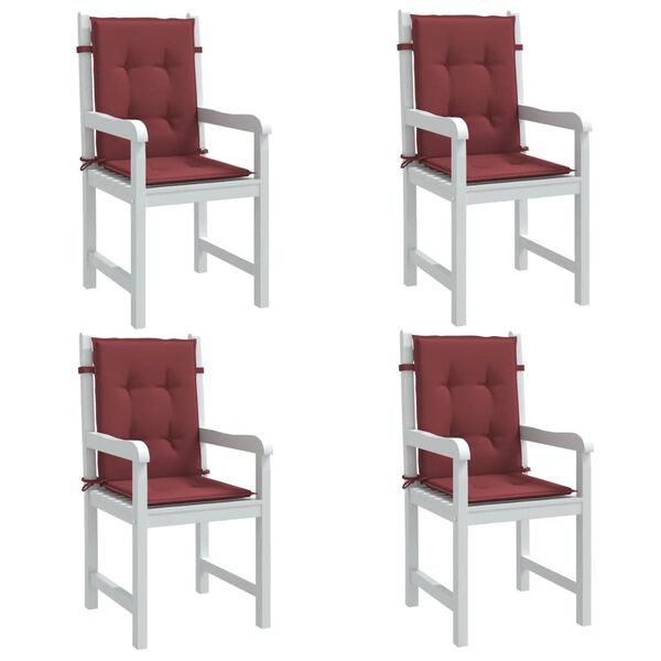 vidaXL Lowback Chair Cushion Set of 4 Melange wine red 100% polyester