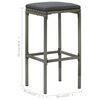 vidaXL Garden Bar Set Grey Poly rattan, powder-coated steel, 100% polyester