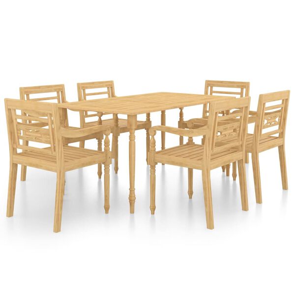 vidaXL 7 Piece Patio Dining Set Solid Teak Wood