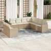 vidaXL Garden Sofa Set Beige PE rattan, powder-coated steel Large