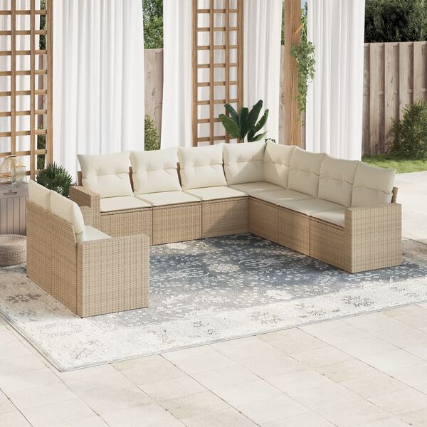 vidaXL Garden Sofa Set Beige PE rattan, powder-coated steel Large