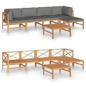 vidaXL Garden Lounge Set Grey Solid Teak Wood 6 Piece Set Durable