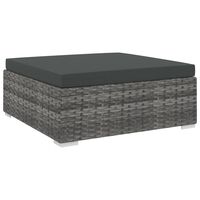 vidaXL Sectional Footrest with Cushion Poly Rattan Gray