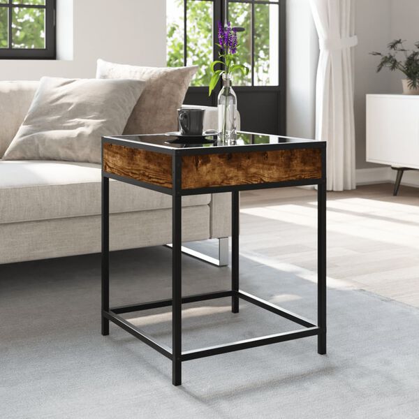 vidaXL Coffee Table Smoked Oak Engineered Wood, Glass, Metal Medium