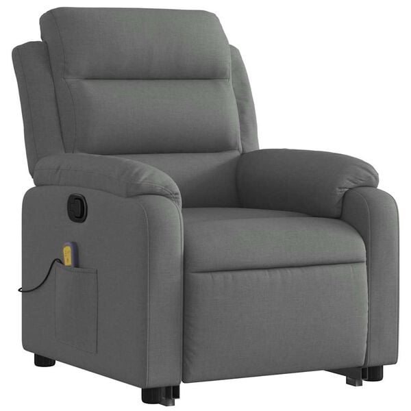vidaXL Stand Up Massage Recliner Chair Dark Grey Polyester, Metal, Plywood