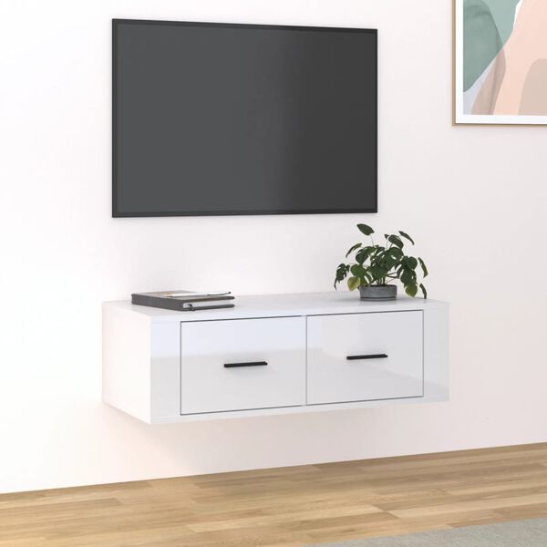 vidaXL TV Cabinet High gloss white Engineered wood Standard