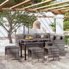 vidaXL Couch Sofa Set Grey PE rattan, powder-coated steel, 100% polyester