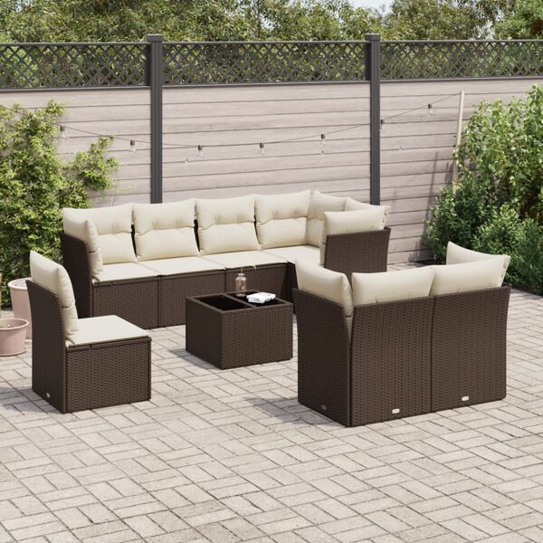 vidaXL Garden Sofa Set Brown