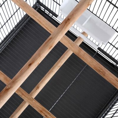 vidaXL Bird Cage with Roof Black 26"x26"x61" Steel