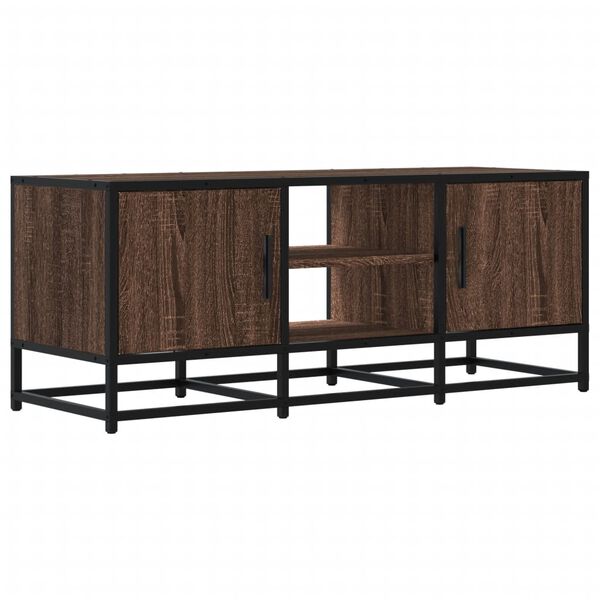 vidaXL TV Cabinet Brown Oak Engineered Wood, Metal Medium TV Cabinet