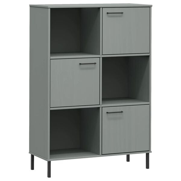 vidaXL Bookcase Grey Solid Pine Wood Large Bookcase Rectangular