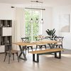vidaXL Dining Bench Natural, Black Solid Pine Wood 70.9x15.7x17.7 in