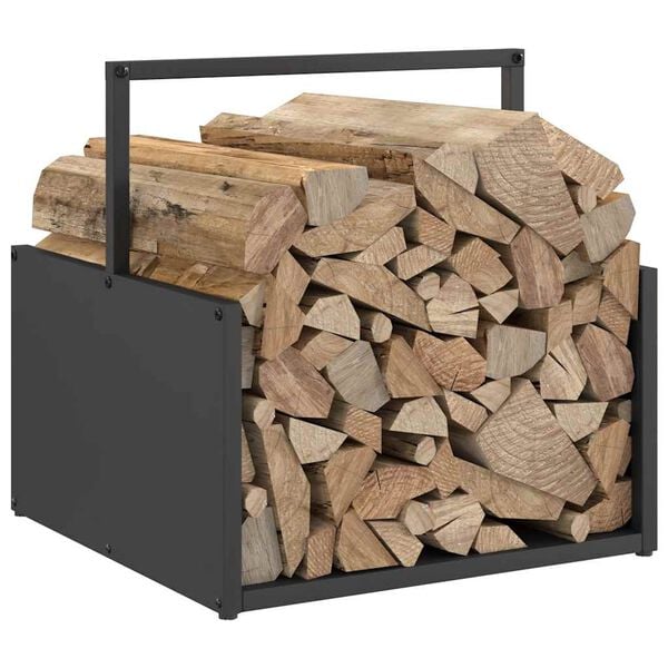 vidaXL Firewood Rack Black 15.7x15.7x15.7" Cold-rolled steel