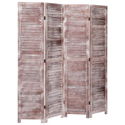 vidaXL 4-Panel Room Divider Brown 55.1"x65" Wood