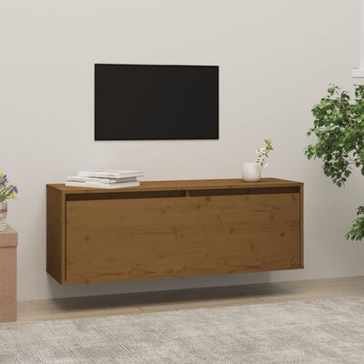 vidaXL Wall Cabinet Honey Brown 39.4"x11.8"x13.8" Solid Wood Pine