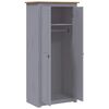 vidaXL Wardrobe Gray Solid pine wood Compact Wardrobe Rectangular